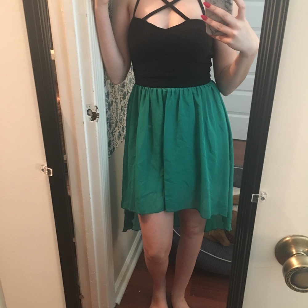 cocktail sea green high to low dress